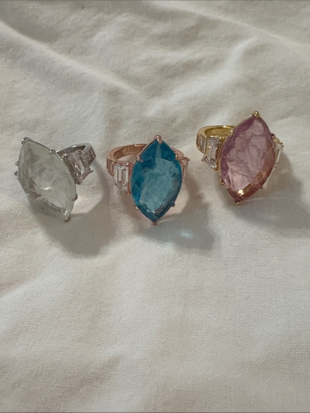 Marquise Multi-Gem Trio Ring — Pink, Blue, White mental health colour changing